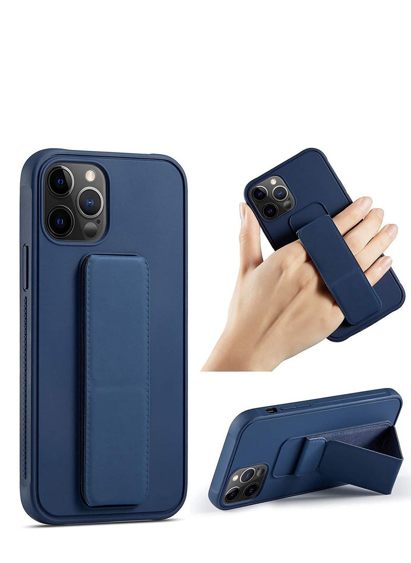 IAF IPhone 14 Pro Case with Magnetic Foldable Back Stand and Holder, Cover with Finger Strap and Hand Grip, Magnetic Car Mount Kickstand IPhone 14 Pro (Dark Blue) - Image 1