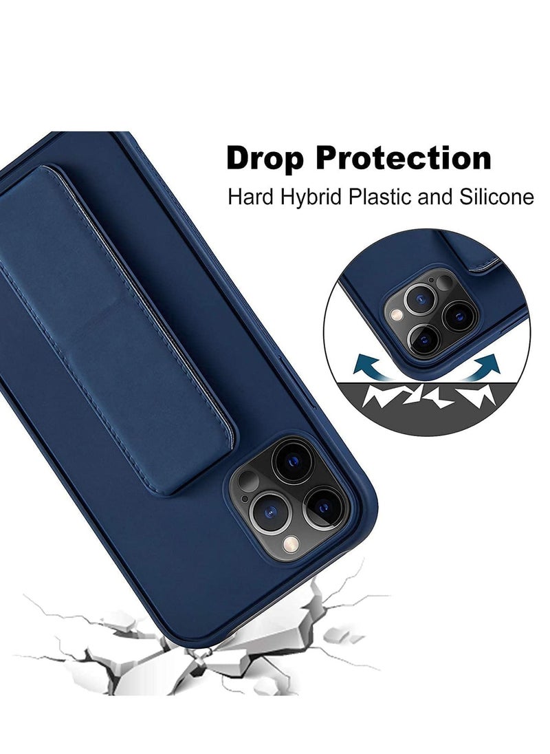 IAF IPhone 14 Pro Case with Magnetic Foldable Back Stand and Holder, Cover with Finger Strap and Hand Grip, Magnetic Car Mount Kickstand IPhone 14 Pro (Dark Blue) - Image 3