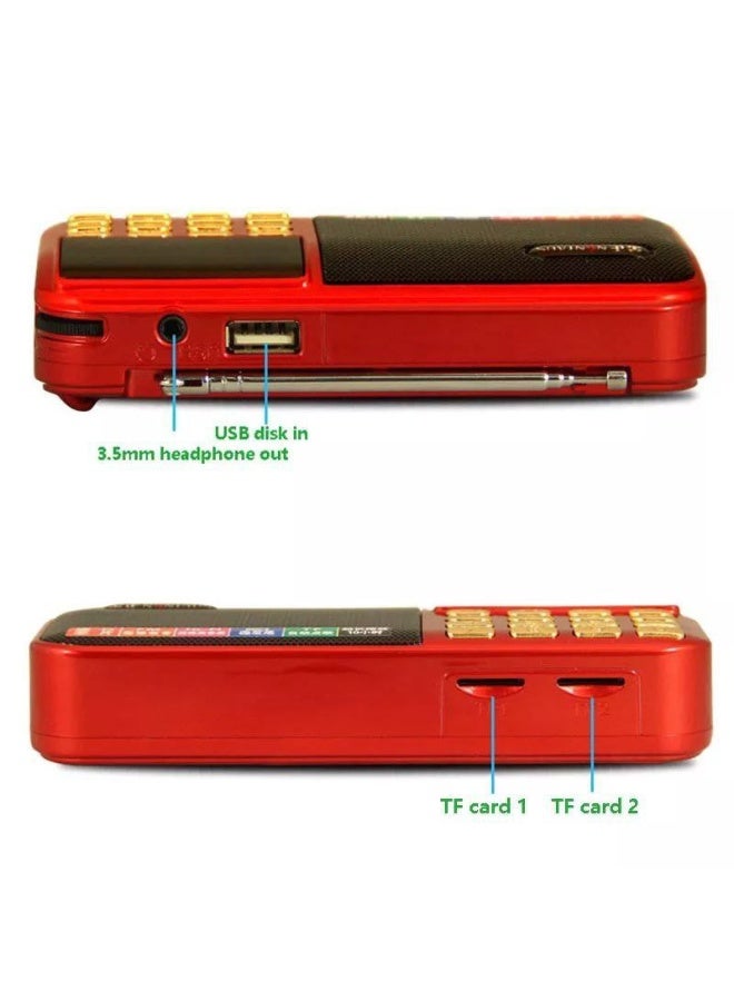 Portable Multi-Function Radio with Built-in Flashlight, Digital Broadcast Receiver with USB Charging Cable and Memory Slot DK - Image 4