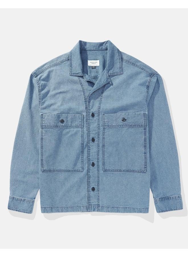 American Eagle AE Long-Sleeve Denim Shirt Jacket  - Image 3