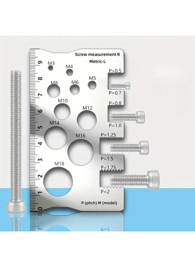 Heavy Duty Screw Thread Gauge Set M3 To M18 With Pitch P2 P5 2Pcs Silvery Precision Metal Tool - Image 1