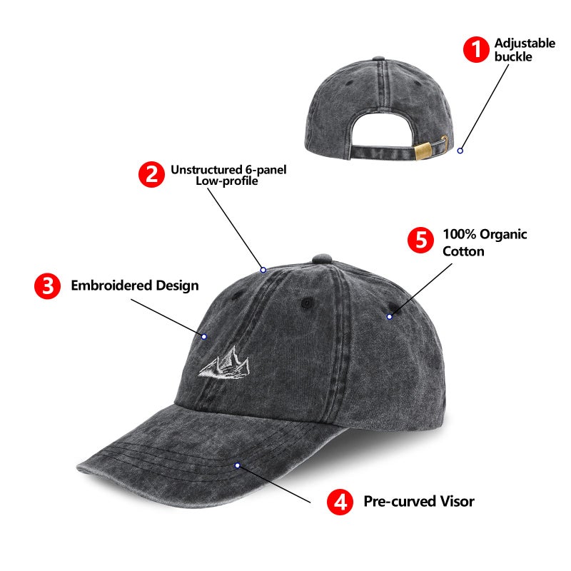 DASMINI Dad Hats for Men Womens Baseball Caps Mountain Hat Adjustable Unstructured Vintage Outdoor Cap(Black) - Image 5
