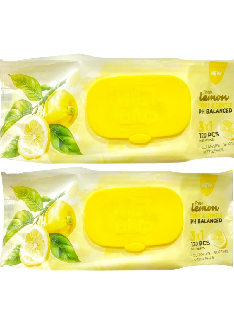 هايت  هيت فريش مناديل مبللة بالليمون المنعش 120 منديل (2 قطع)