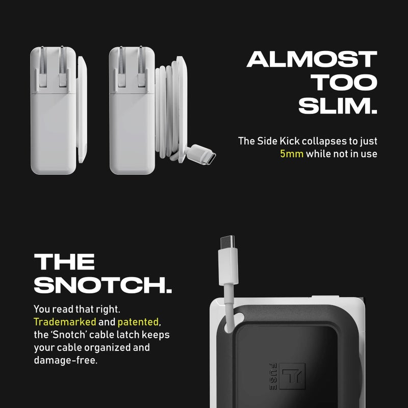 Fuse Reel The Side Kick Collapsible Charger Organizer and Travel Accessory,Usb-c, Compatible with MacBook and PC Charging Cords and Adapter Cable Management White - Image 5