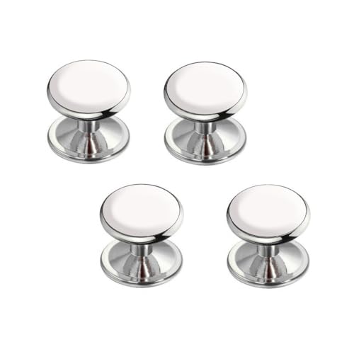 VAMA FASHIONS Silver Plated Cufflinks Tuxedo Shirt Suit Sherwani Blazer Coat Cuff Links Studs Kurta Buttons For Men (Kurta Buttons White) - Image 1