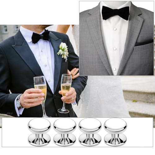 VAMA FASHIONS Silver Plated Cufflinks Tuxedo Shirt Suit Sherwani Blazer Coat Cuff Links Studs Kurta Buttons For Men (Kurta Buttons White) - Image 4
