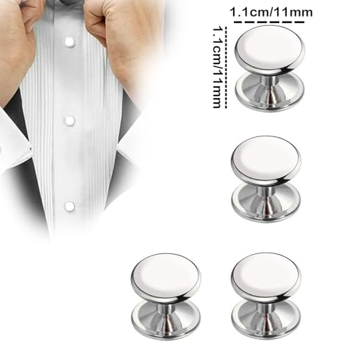 VAMA FASHIONS Silver Plated Cufflinks Tuxedo Shirt Suit Sherwani Blazer Coat Cuff Links Studs Kurta Buttons For Men (Kurta Buttons White) - Image 5