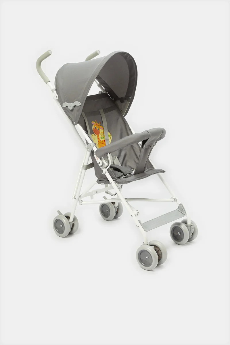 Redtag Baby Grey Giraffe Buggy With Round Canopy