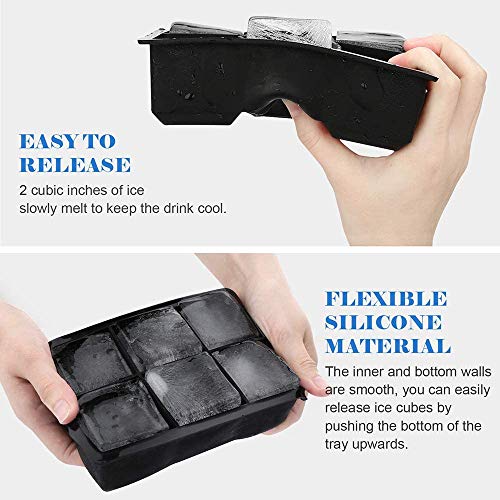 Luvina Ice Cube Trays Silicone, Large Square Ice Cube Molds for Whiskey, Reusable and BPA Free (Ice Cube Trays Square) BLACK (1) - Image 3