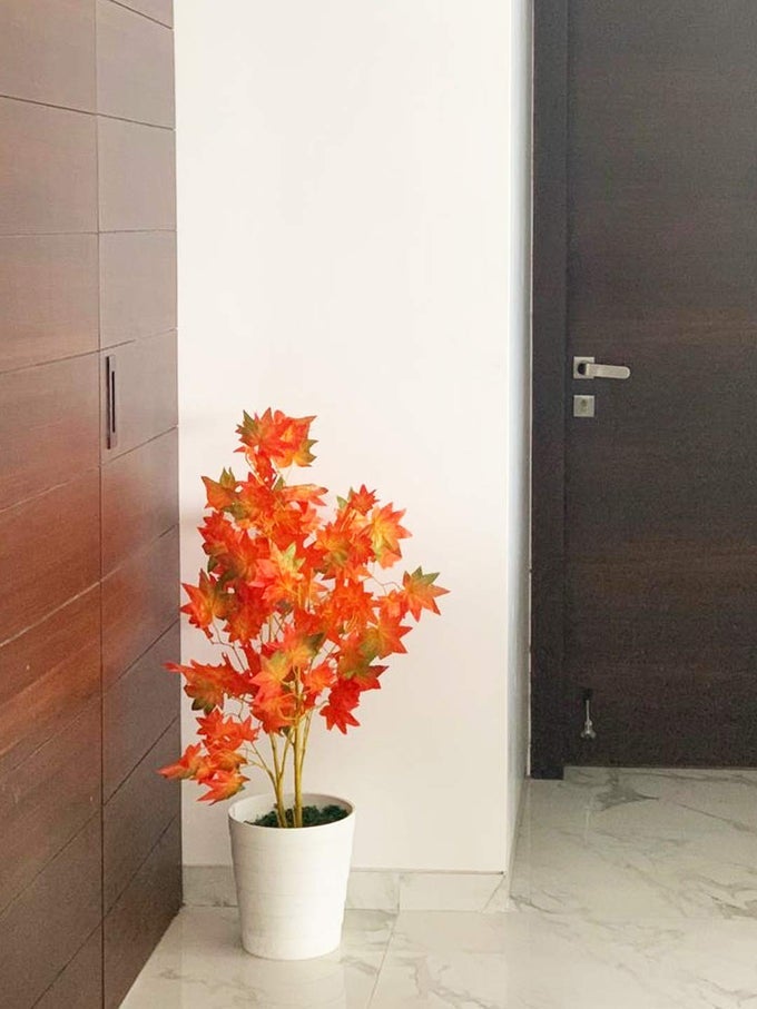 DECORATIVE ARTIFICIAL JAPANESE MAPLE FLOOR PLANT WITHOUT POT 100 CM TALL ORANGE
