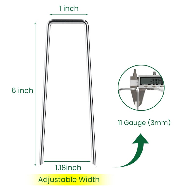 Sweecomb 6 Inches Heavy Duty Galvanized Steel Garden Stakes Staples Securing Pegs for Securing Weed Fabric Landscape Fabric Netting Ground Sheets and Fleece, Christmas Decoration, Accessories (10, Silver) - Image 2