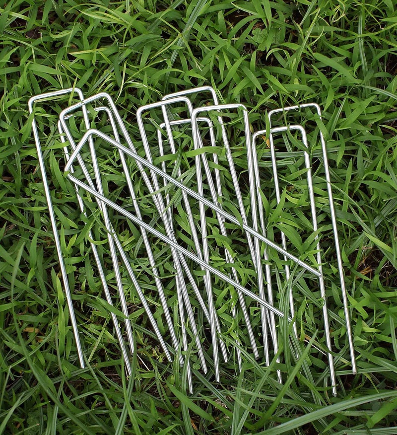 Sweecomb 6 Inches Heavy Duty Galvanized Steel Garden Stakes Staples Securing Pegs for Securing Weed Fabric Landscape Fabric Netting Ground Sheets and Fleece, Christmas Decoration, Accessories (10, Silver) - Image 5