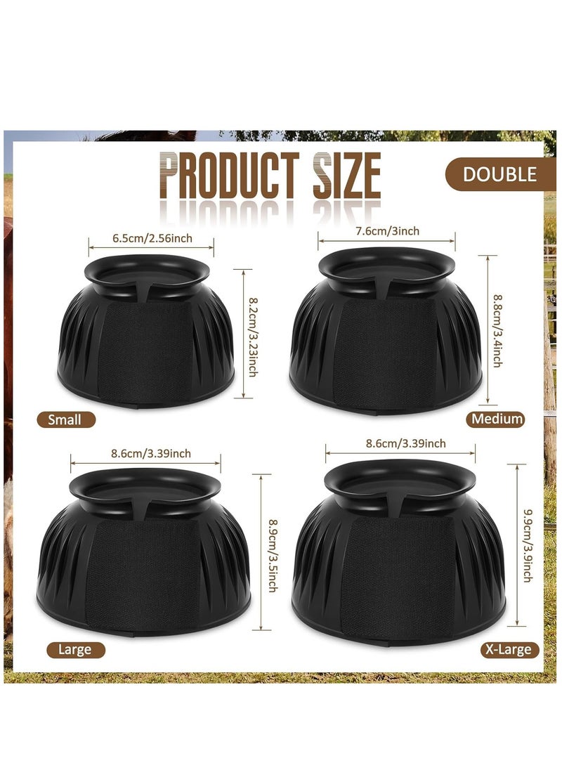 SYOSI - Horse Bell Boots, Overreach Boots for Horses, Durable Rubber Hoof Boot Pair for Horses, Bell Boot for Maximum Protection and Comfort for Turnout No Rub Design, Quick Wrap Hook and Loop (Black) - Image 1