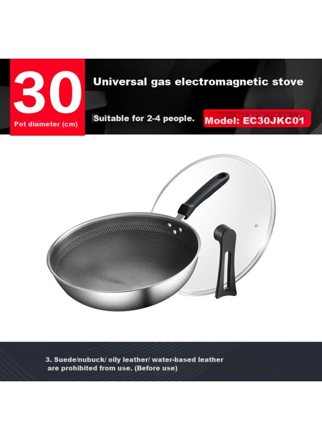 Supor Stainless Steel Honeycomb Non-stick Wok 30cm Frying Pan Compatible With Gas And Induction Cooktops Ec30jkc01 - Image 3