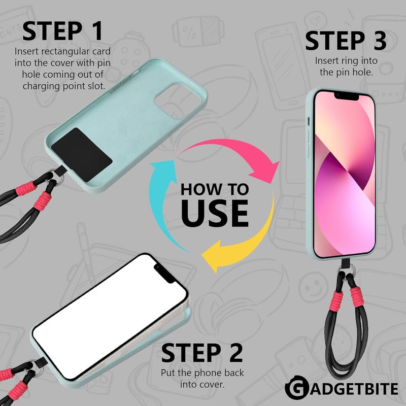 GadgetBite Phone Lanyard for iPhone Sling Hanging Chain Wrist Rope Multipurpose Hand Wrist Strap Cord Universal Anti-Lost Lanyard for Mobile Secure and Stylish - Neon Pink and Neon Green - Image 2