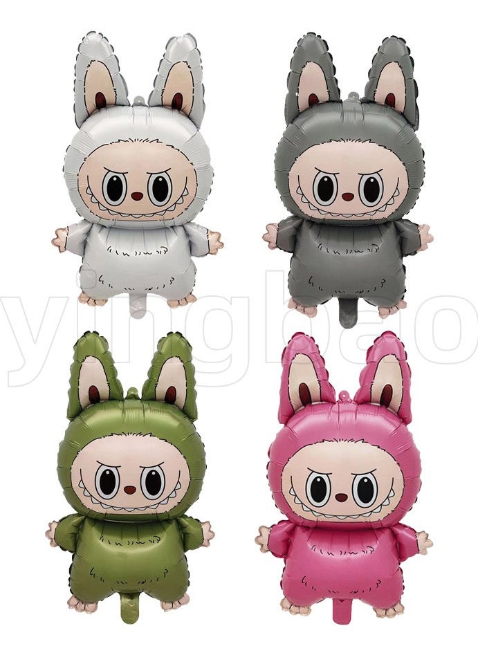 LABUBU Labubu design helium foil balloons for birthday party pack of 4 