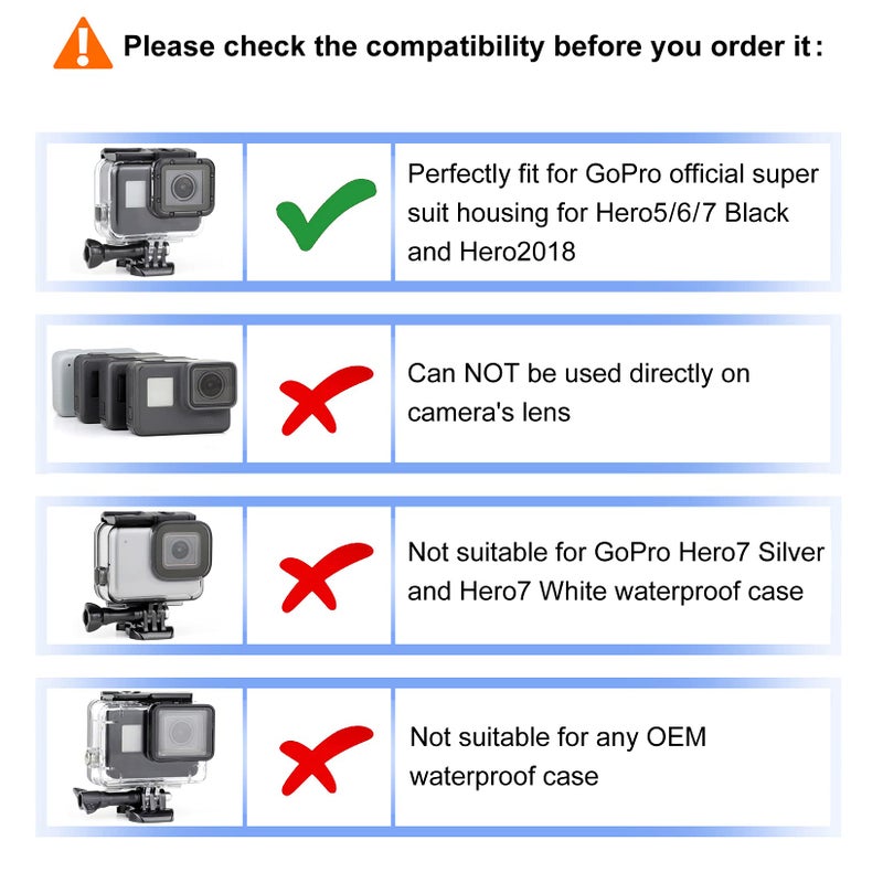 SOONSUN 4-Pack Dive Filter for GoPro Hero 5 6 7 Black Official Housing Case - Red, Light Red, Magenta, 5X Close-up Macro Filters - Color Correction for Various Underwater Video Photography Conditions - Image 2