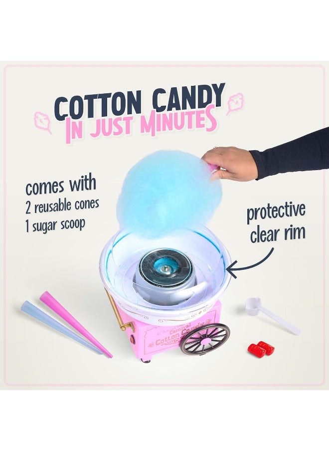 Nostalgia - Nostalgia PCM306PK Vintage Hard Free Countertop Cotton Candy Maker, Includes 2 Reusable Cones And Sugar Scoop – Pink - Image 1