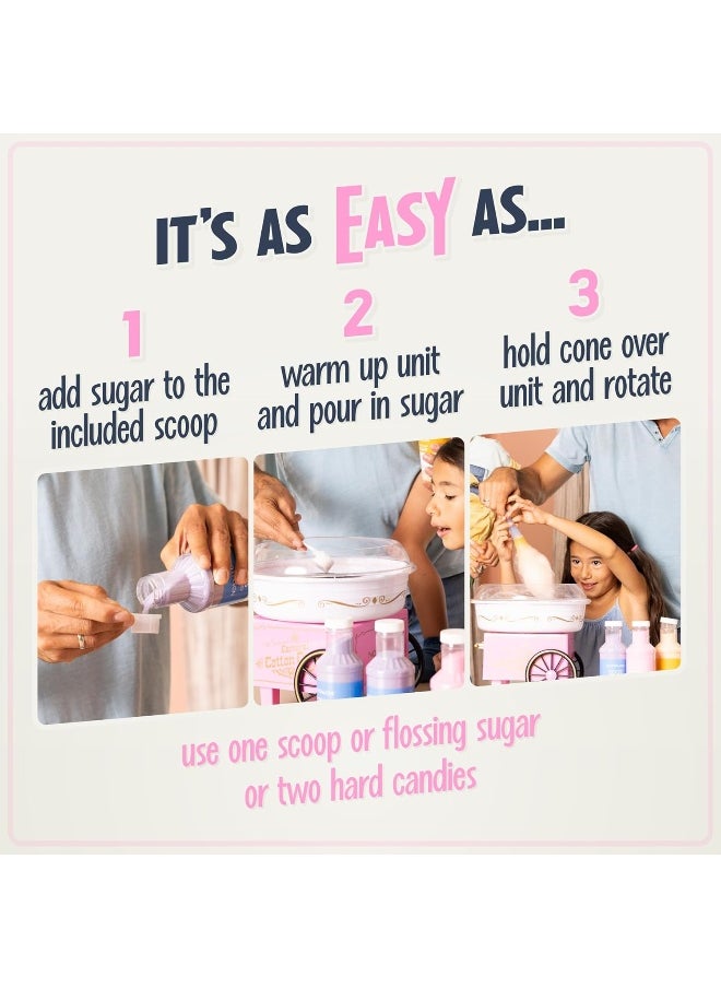 Nostalgia - Nostalgia PCM306PK Vintage Hard Free Countertop Cotton Candy Maker, Includes 2 Reusable Cones And Sugar Scoop – Pink - Image 1