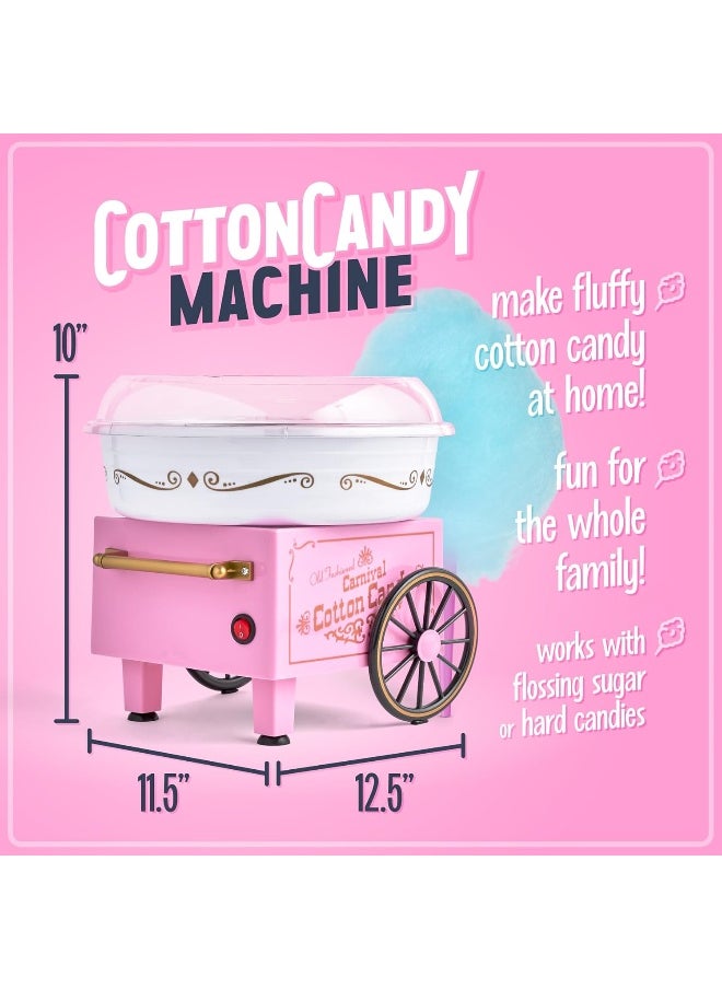 Nostalgia - Nostalgia PCM306PK Vintage Hard Free Countertop Cotton Candy Maker, Includes 2 Reusable Cones And Sugar Scoop – Pink - Image 1