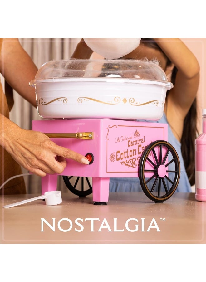 Nostalgia - Nostalgia PCM306PK Vintage Hard Free Countertop Cotton Candy Maker, Includes 2 Reusable Cones And Sugar Scoop – Pink - Image 1