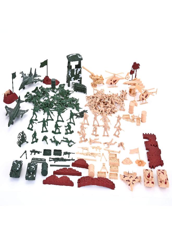 JOYIN JOYIN 164 Piece Military Soldier Playset Army Men Play Bucket Army Action Figures Battle Group Deluxe Military Playset with Army Men, Aircrafts, Helicopters, Tanks with Bucket  - Image 3