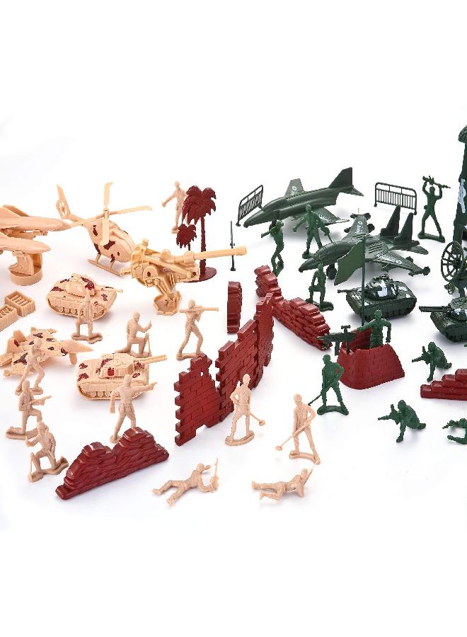 JOYIN JOYIN 164 Piece Military Soldier Playset Army Men Play Bucket Army Action Figures Battle Group Deluxe Military Playset with Army Men, Aircrafts, Helicopters, Tanks with Bucket  - Image 2