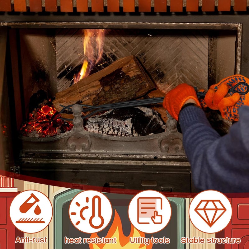 إسكدنيا 28-inch Fireplace Tongs 3-prong Rustproof Log Grabber Tool to Securely Grip and Safely Move Wood for Campfire, Fire Pit, Indoor/outdoor Use, Durable Cast Iron Construction - Image 4