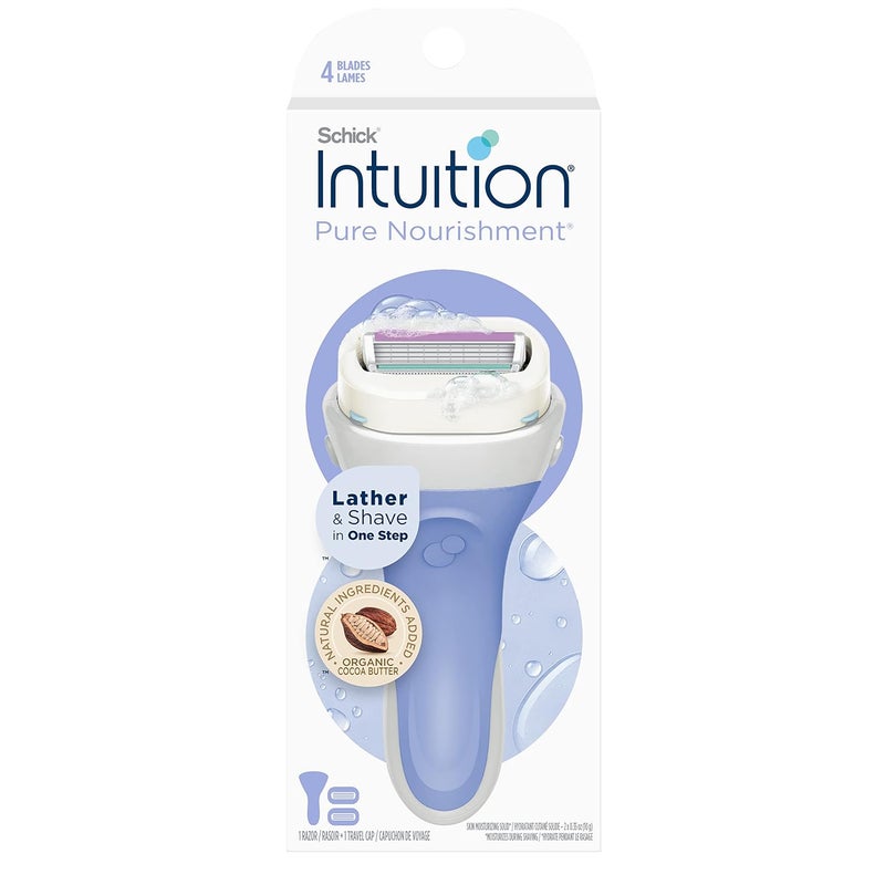 schick Intuition Pure Nourishment Razors for Women | 1 Razor & 2 Intuition Razor Blades Refill with Organic Cocoa Butter - Image 1
