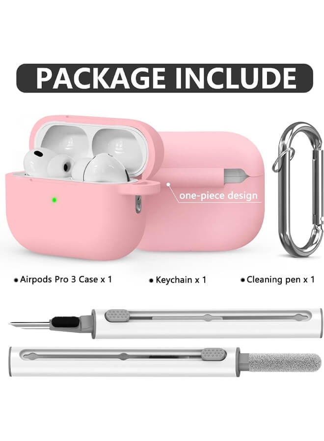 Bliszaar for AirPods Pro 3 Case 2025 with Cleaner Kit, Soft Silicone Protective Cover for Apple AirPods Pro 3rd Generation Cases for Women Men,AirPod Pro 3 Case Accessories with Keychain-Pink - Image 3