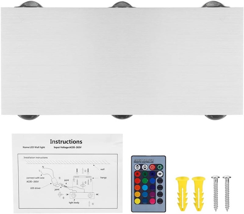 RGB LED Wall Lamp, Aluminum Rectangular 6W Waterproof Indoor Bedroom Light - Energy Efficient, IP67 Protection, Ideal for Home and Office Decoration (Rectangular 6w) - Image 1