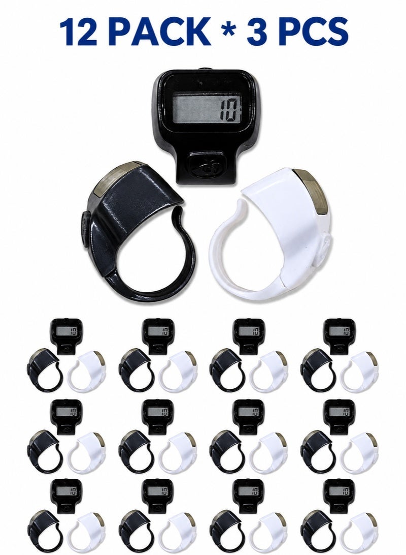 12 Packs x 3 Pieces Digital Finger Counter Set with Backlit Display, Adjustable Ring Counter for Prayer, Rosary, Meditation and Daily Counting - Image 1