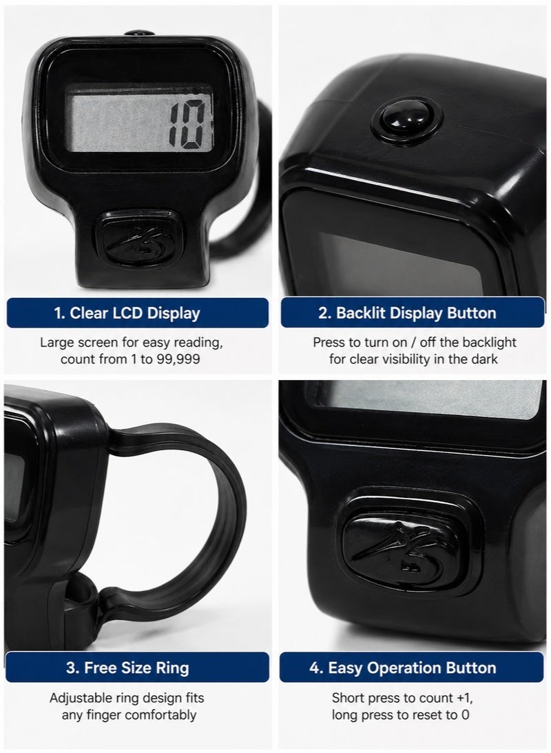 12 Packs x 3 Pieces Digital Finger Counter Set with Backlit Display, Adjustable Ring Counter for Prayer, Rosary, Meditation and Daily Counting - Image 4