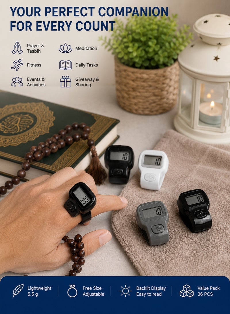 12 Packs x 3 Pieces Digital Finger Counter Set with Backlit Display, Adjustable Ring Counter for Prayer, Rosary, Meditation and Daily Counting - Image 5