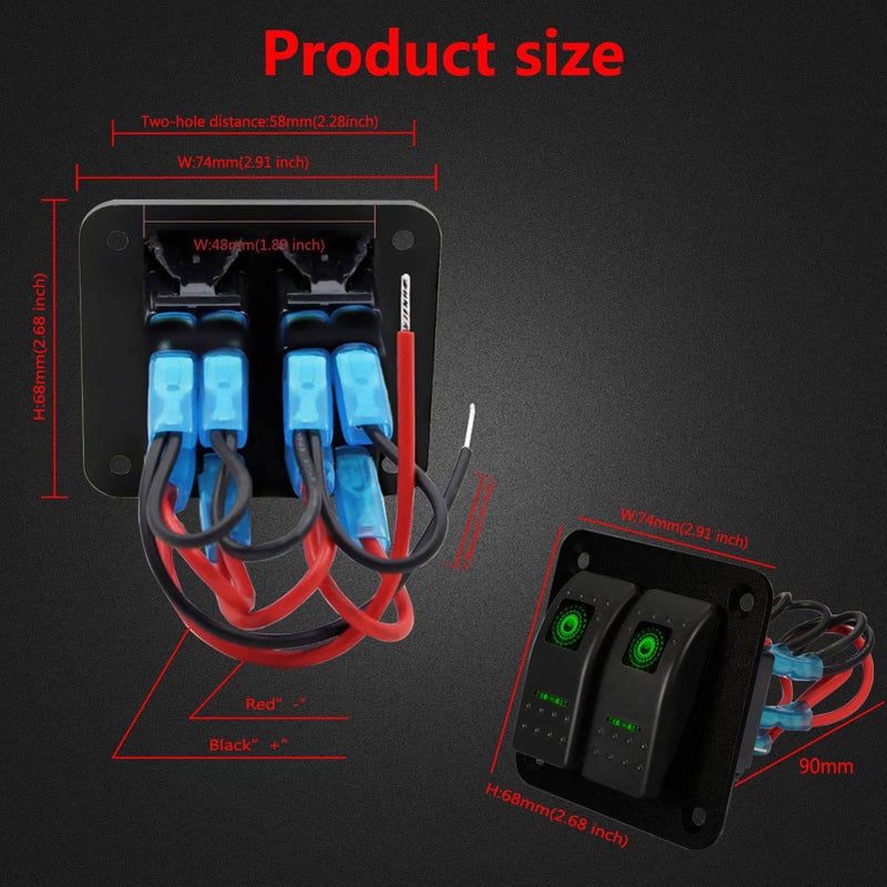 Green LED Rocker Switch Panel Universal 12V 24V For Car Truck Boat Bus - Image 3