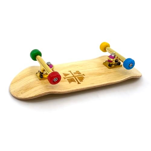 Teak Tuning 34mm Pro Fingerboard Complete - Fully Assembled with Pro Level Components - Pro Shaped Wooden Deck (34x97mm), UltraSpin Bearing Wheels, Prodigy Gen2 Trucks - Firework - Image 2