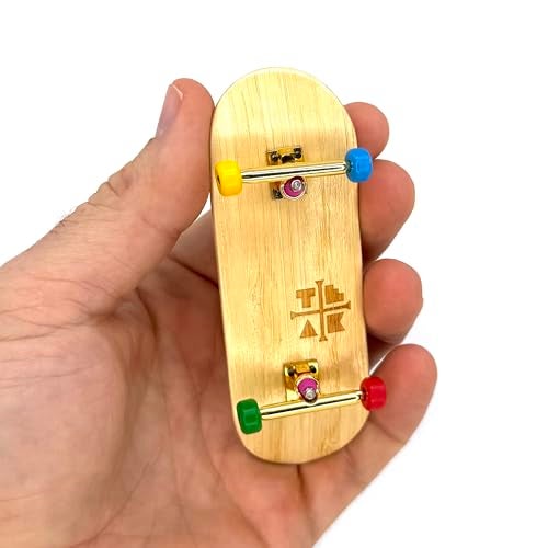 Teak Tuning 34mm Pro Fingerboard Complete - Fully Assembled with Pro Level Components - Pro Shaped Wooden Deck (34x97mm), UltraSpin Bearing Wheels, Prodigy Gen2 Trucks - Firework - Image 4