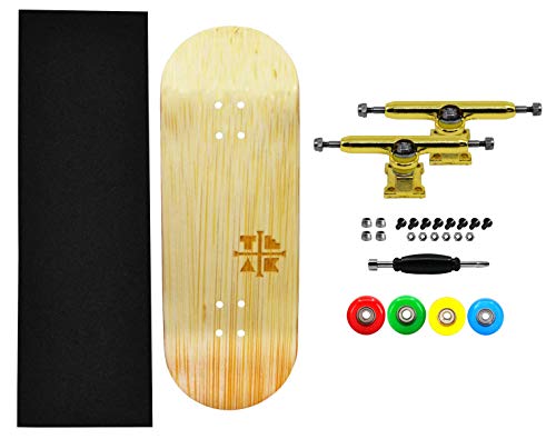 Teak Tuning 34mm Pro Fingerboard Complete - Fully Assembled with Pro Level Components - Pro Shaped Wooden Deck (34x97mm), UltraSpin Bearing Wheels, Prodigy Gen2 Trucks - Firework - Image 3