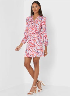 Printed Gathered Detail Dress