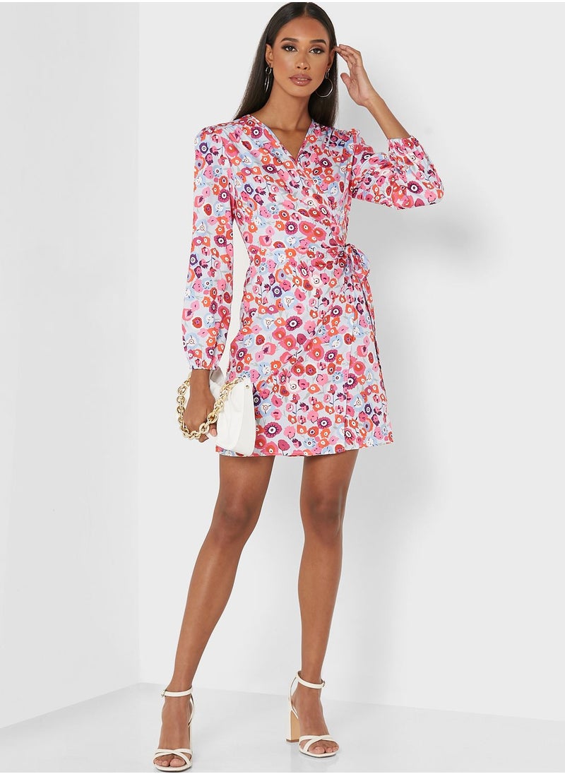 ELLA - Printed Gathered Detail Dress - Image 1