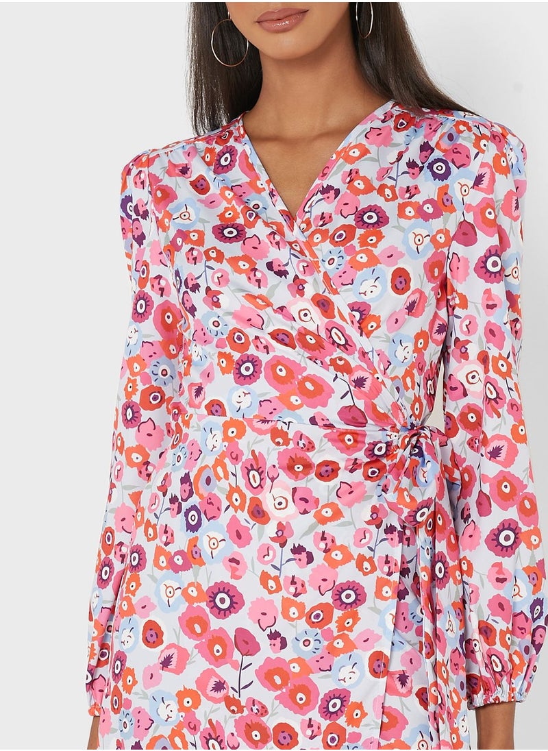 ELLA - Printed Gathered Detail Dress - Image 1