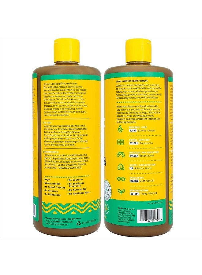 Alaffia Skin Care, Authentic African Black Soap, All in One Liquid Soap, Moisturizing Face Wash, Sensitive Skin Body Wash, Shampoo, Shaving Soap, Shea Butter, Peppermint, 32 Fl Oz - Image 2