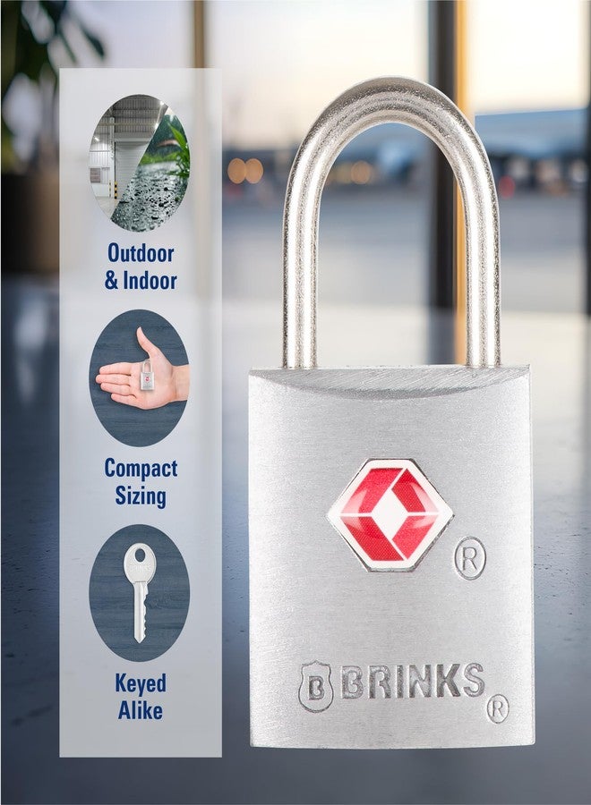 BRINKS TSA Approved Padlock, 22mm Aluminum, TSA Locks for Luggage, Chrome-Plated with Hardened Steel Shackle, 4-Pack - Image 4