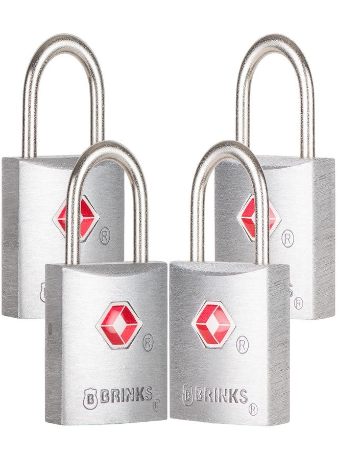 BRINKS TSA Approved Padlock, 22mm Aluminum, TSA Locks for Luggage, Chrome-Plated with Hardened Steel Shackle, 4-Pack - Image 1