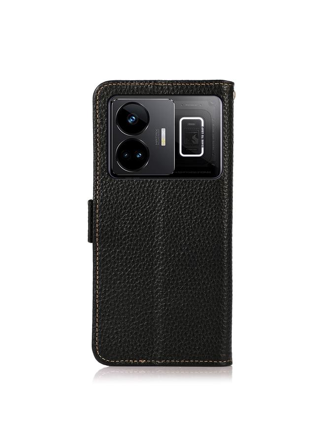 S-TOP Case For Realme GT Neo 5 KHAZNEH Side-Magnetic Litchi Genuine Leather RFID Phone Case - Image 3