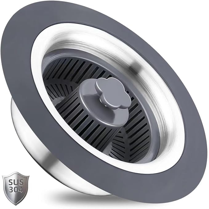 Bitrexup مجموعة مصفاة ومسدس تصريف حوض المطبخ 3 في 1 من بيتريكس أب، مصدات حوض المطبخ من الفولاذ المقاوم للصدأ SUS304، مصدات حوض المطبخ ذات التصريف السريع لمصرف قياسي 3-1/2 بوصة (1) - Image 1