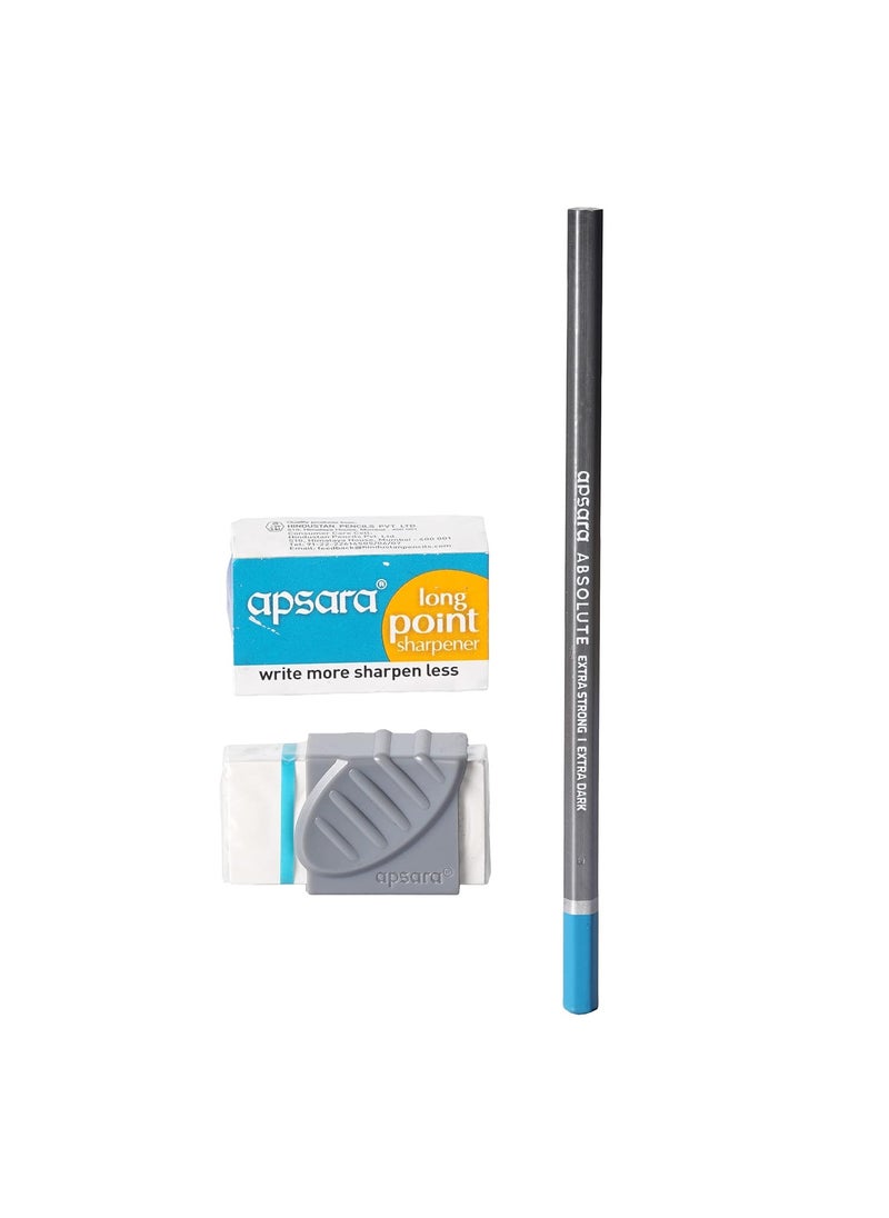 Apsara - Apsara Absolute Pencil Hexagonal Body for Strong Grip Extra Strong Easy Sharpening Good Handwriting Free Sharpener Eraser Breakage Resistant Pack of 20 - Image 1