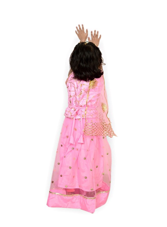 HIBA CREATIONS Kids Pink Sequence Lehenga Choli With Gota Patti Dupatta 2-3 Years - Image 3