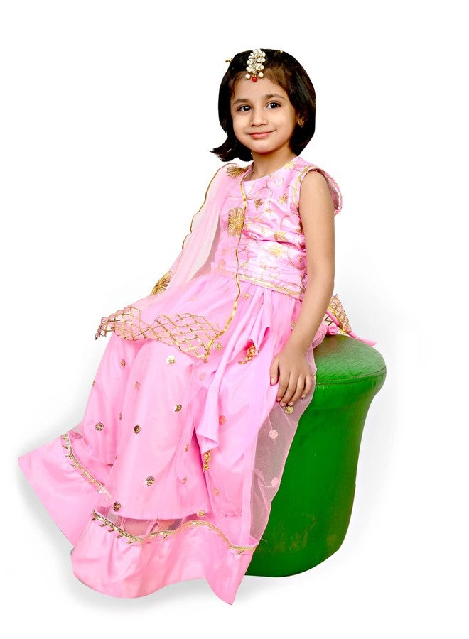 HIBA CREATIONS Kids Pink Sequence Lehenga Choli With Gota Patti Dupatta 2-3 Years - Image 2