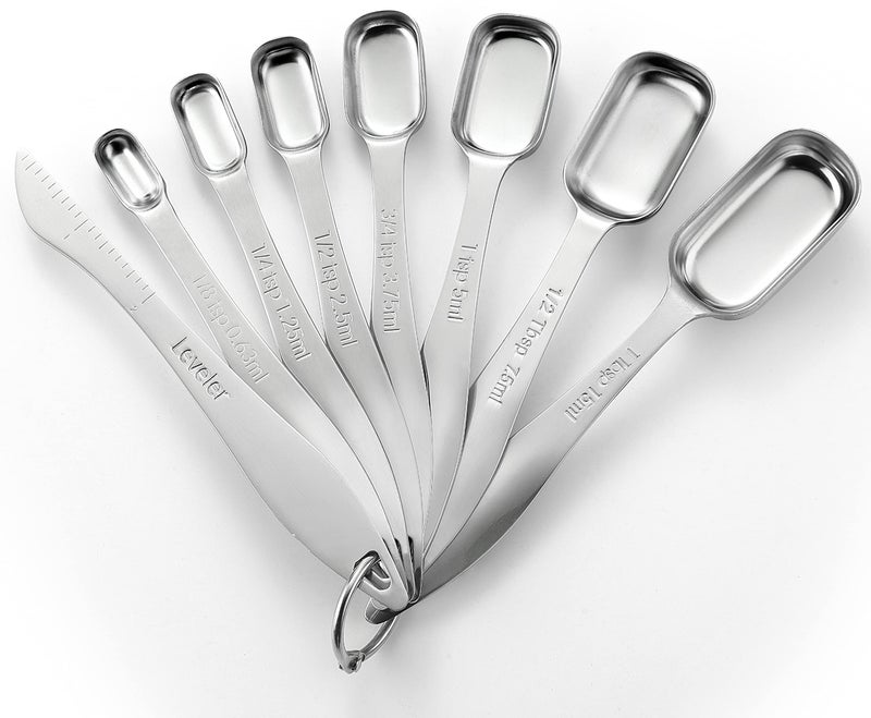 Spring Chef Stainless Steel Measuring Spoons Set of 8 with Leveler, Metal Teaspoon & Tablespoon Measuring Spoons for Dry & Liquid Ingredients, Fits in Spice Jars - Kitchen Gadgets For Baking & Cooking - Image 1